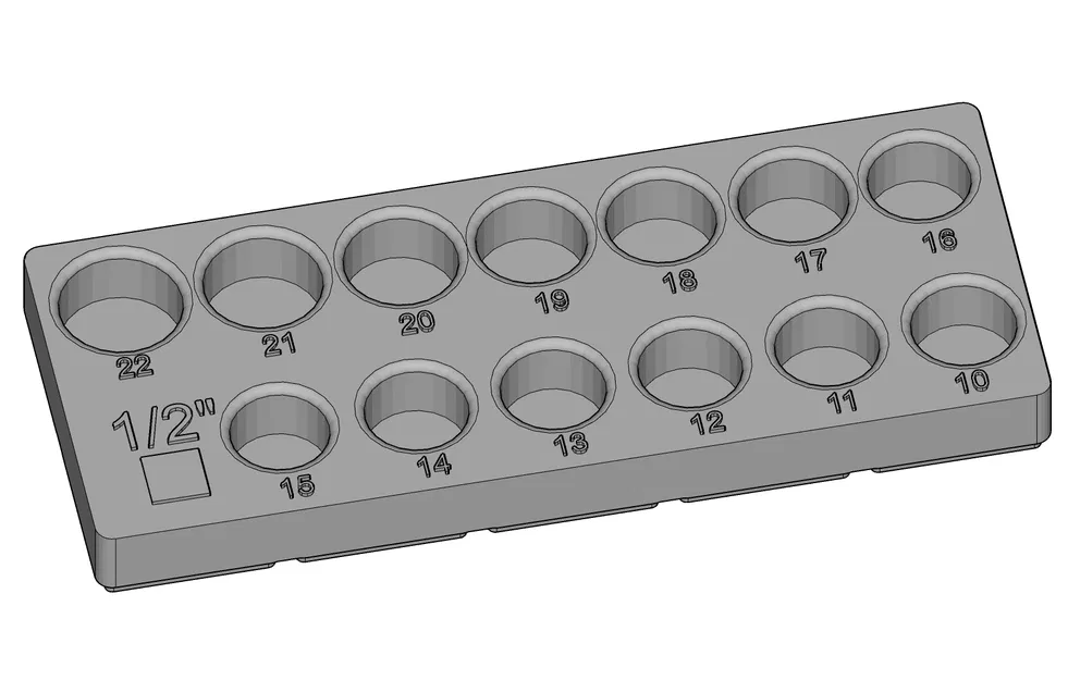 Khay giữ đầu tuýp socket 10-22 metric (Gridfinity bin 2x5) - Image 2