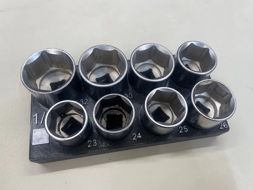 Khay Gridfinity giữ đầu tuýp metric 23–32 (socket holder bin 2x4) - Image 1