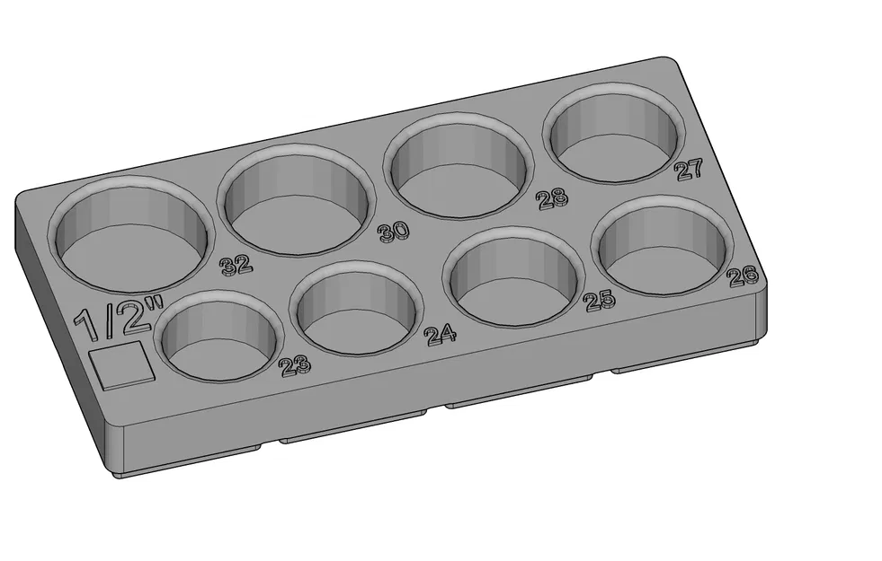 Khay Gridfinity giữ đầu tuýp metric 23–32 (socket holder bin 2x4) - Image 2