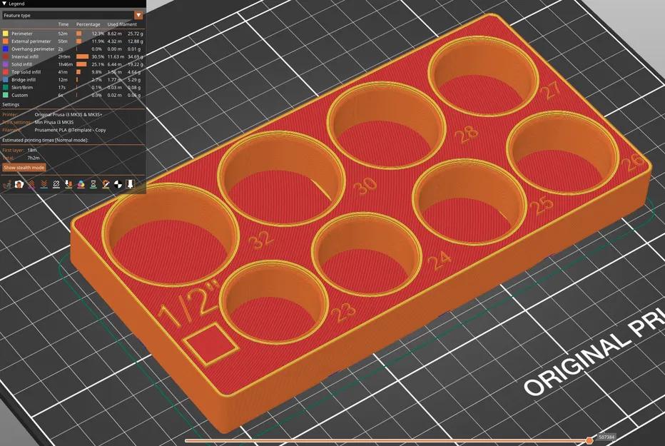 Khay Gridfinity giữ đầu tuýp metric 23–32 (socket holder bin 2x4) - Image 3