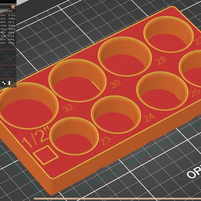 Khay Gridfinity giữ đầu tuýp metric 23–32 (socket holder bin 2x4)