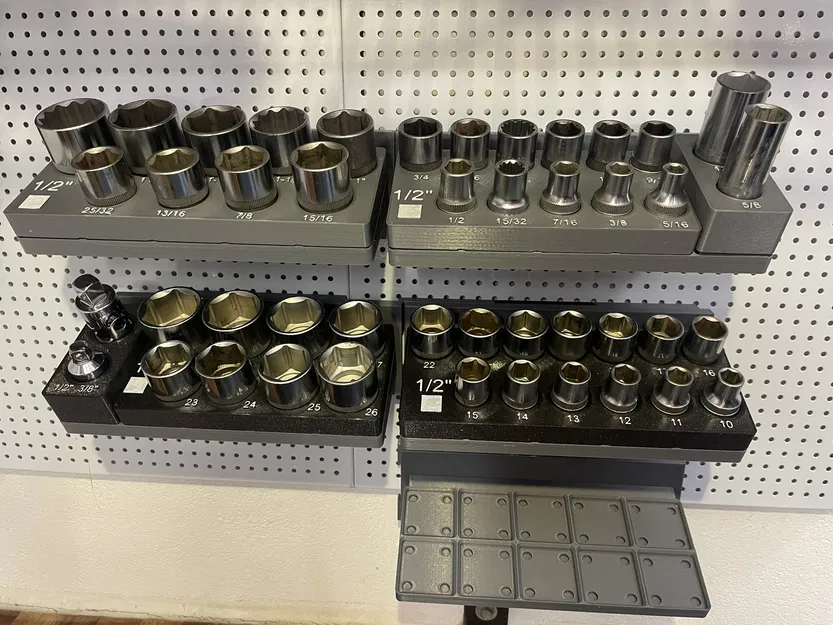 Khay Gridfinity giữ đầu tuýp metric 23–32 (socket holder bin 2x4) - Image 5