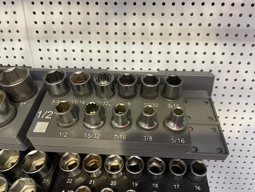 Khay giữ socket SAE 1/2 đến 3/4 dạng bin Gridfinity - Image 1