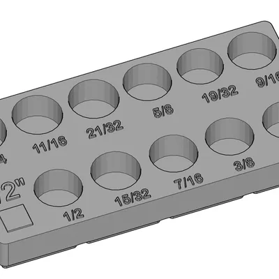 Khay giữ socket SAE 1/2 đến 3/4 dạng bin Gridfinity