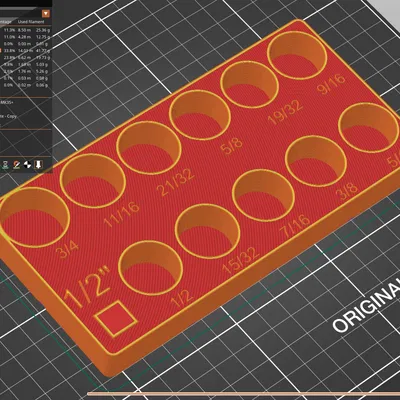 Khay giữ socket SAE 1/2 đến 3/4 dạng bin Gridfinity