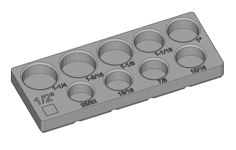 Khay giữ đầu tuýp 1-1/4 đến 25/32 SAE (Gridfinity) – socket holder bin 2x5 - Image 2
