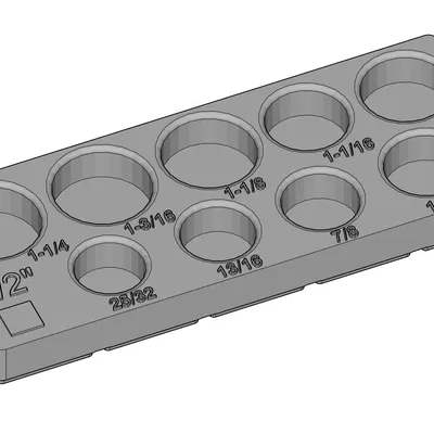 Khay giữ đầu tuýp 1-1/4 đến 25/32 SAE (Gridfinity) – socket holder bin 2x5