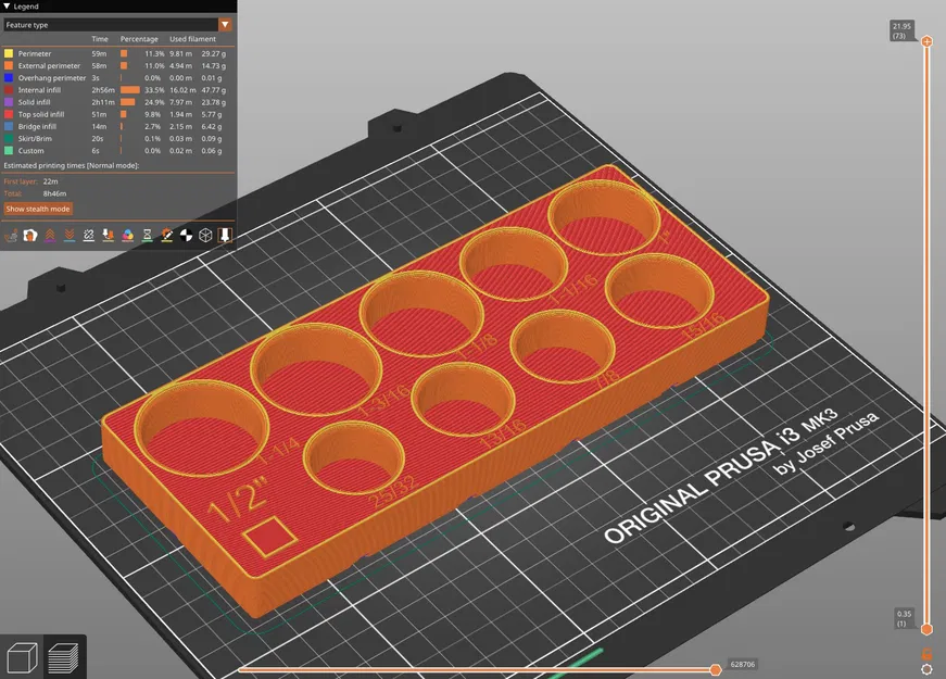 Khay giữ đầu tuýp 1-1/4 đến 25/32 SAE (Gridfinity) – socket holder bin 2x5 - Image 3