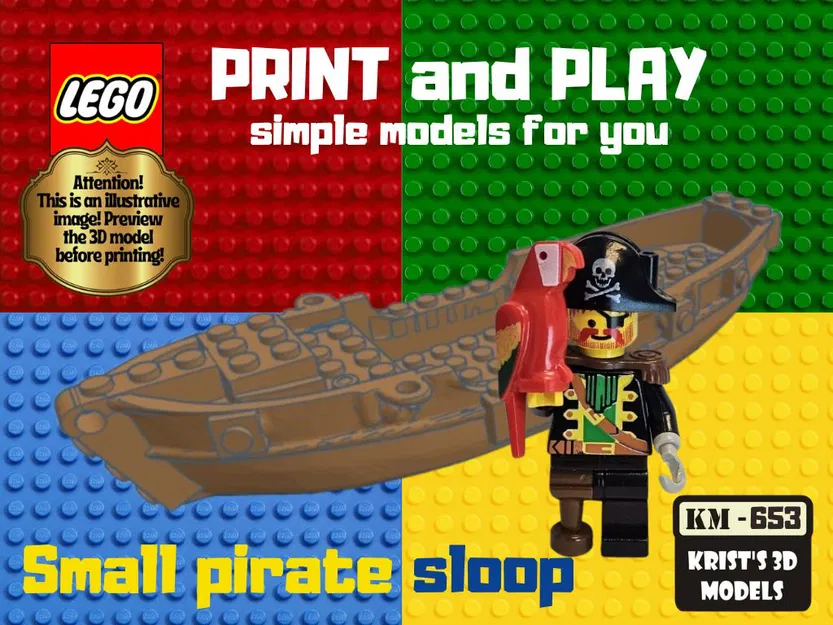 Thuyền Cướp Biển Tí Hon Phong Cách LEGO - Mô Hình In 3D - Image 1