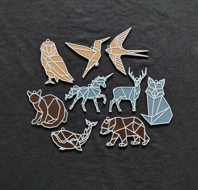 Móc khóa động vật hình học (Geometric animal Keychains) - Image 1
