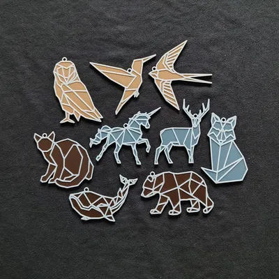 Móc khóa động vật hình học (Geometric animal Keychains)