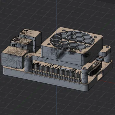 Đế Raspberry Pi 4B + ngàm fan 4010 & pát gắn DIN rail loại chắc