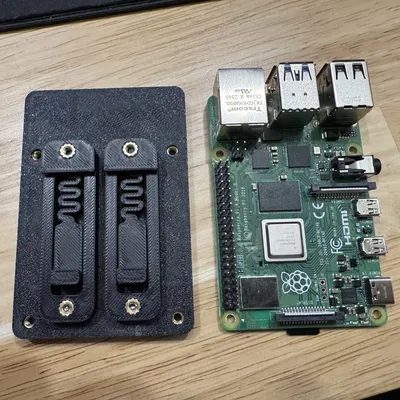 Đế Raspberry Pi 4B + ngàm fan 4010 & pát gắn DIN rail loại chắc