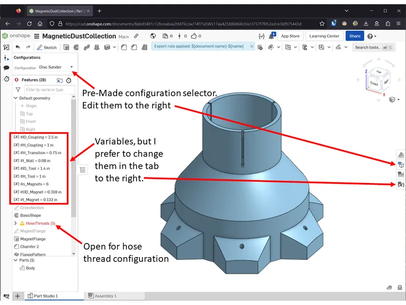 Khớp nối hút bụi nam châm (Parametric) - Image 7