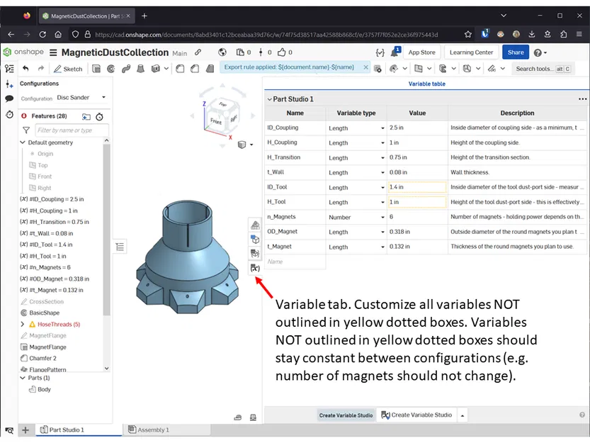 Khớp nối hút bụi nam châm (Parametric) - Image 8