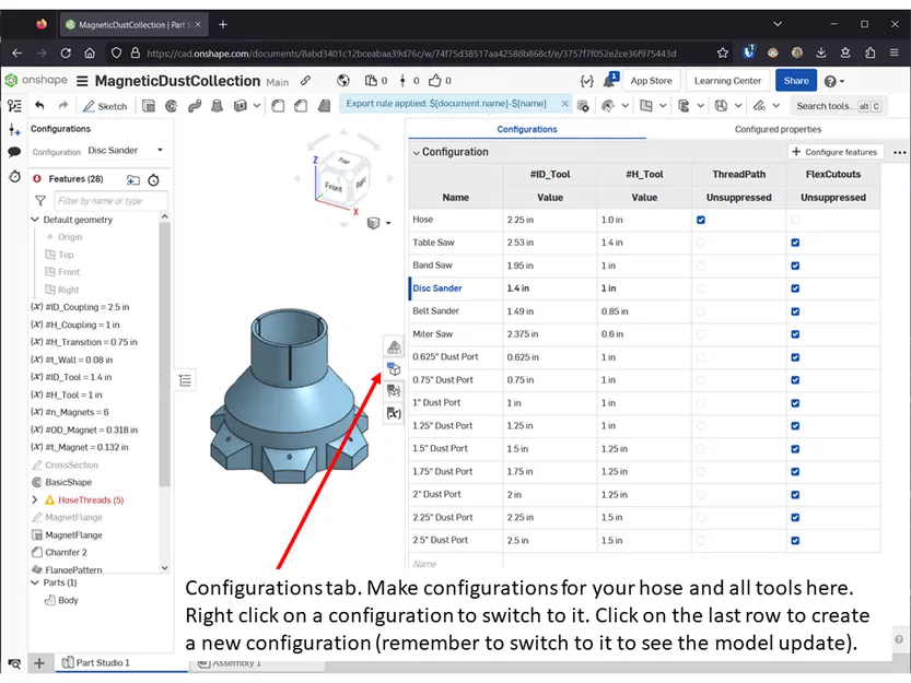 Khớp nối hút bụi nam châm (Parametric) - Image 9