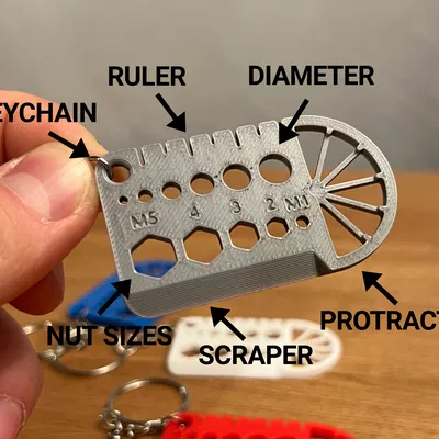 Móc Khóa Đa Năng: Thước, Gauge, Protractor & Scraper (Multi-Tool Keychain)