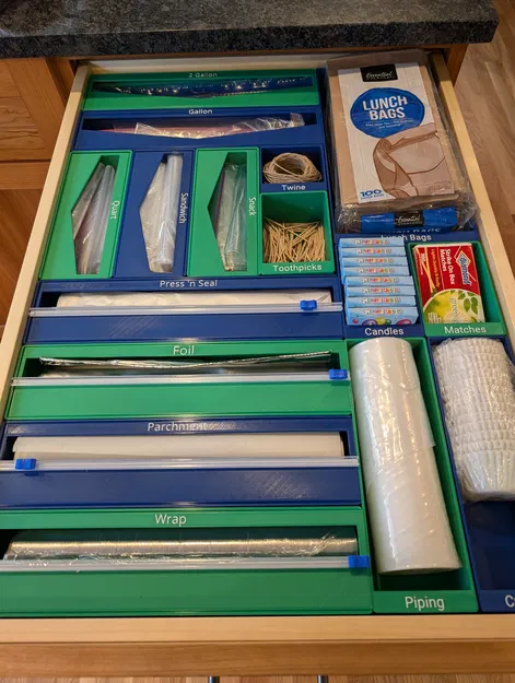 Hộp Gridfinity cho Ziplock, Wrap và Đồ Lặt Vặt Trong Bếp - Image 1