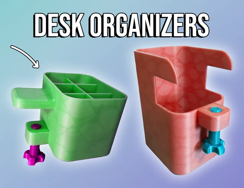 Bộ Organizer Kẹp Bàn (Screw-Clamp) – Ống Cắm Bút & Thùng Rác - Image 1