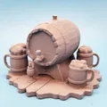 Mô Hình Thùng Rượu và Cốc Bia Mini 3D - Thumbnail 1