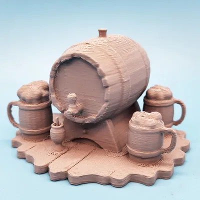 Mô Hình Thùng Rượu và Cốc Bia Mini 3D