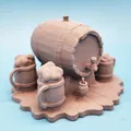 Mô Hình Thùng Rượu và Cốc Bia Mini 3D - Thumbnail 3