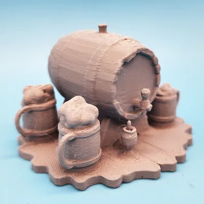 Mô Hình Thùng Rượu và Cốc Bia Mini 3D