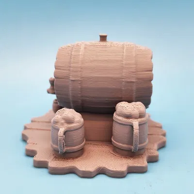 Mô Hình Thùng Rượu và Cốc Bia Mini 3D