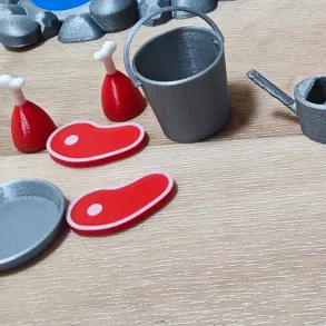 Bộ Mô Hình 3D Đồ Ăn: Bít Tết Và Đùi Gà Siêu Dễ Thương