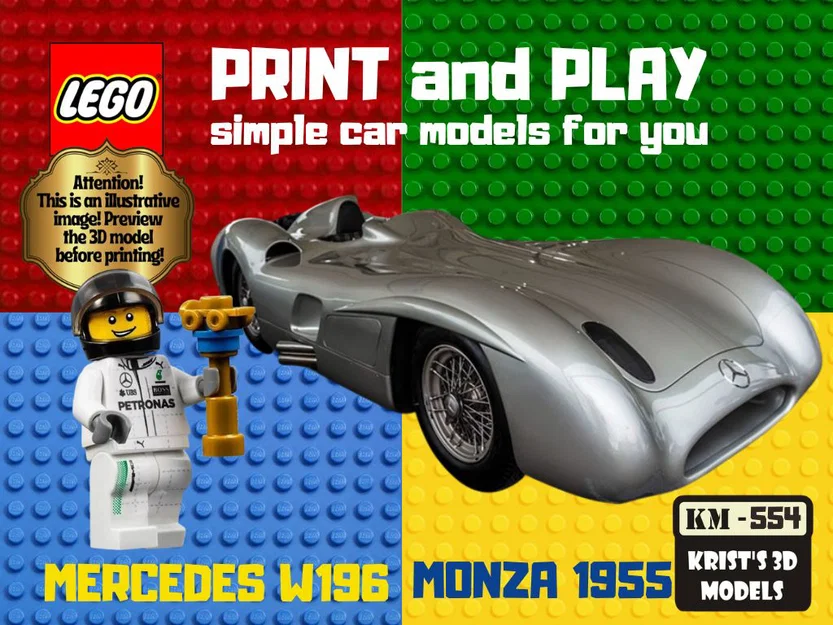Mô Hình Xe Đua LEGO Mercedes W196 Monza 1955 - In 3D Độc Đáo - Image 1