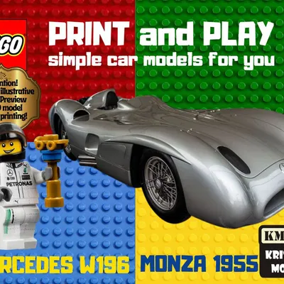 Mô Hình Xe Đua LEGO Mercedes W196 Monza 1955 - In 3D Độc Đáo