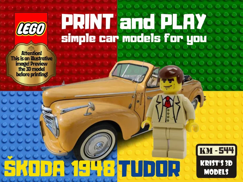 Mô Hình Xe LEGO Skoda Tudor 1948 Cabrio Tự In 3D - Image 1