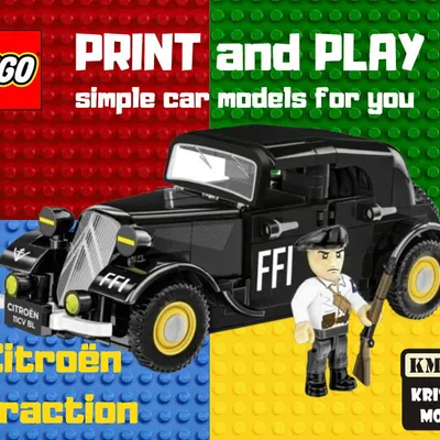 Xe Citroën Traction LEGO - Mô hình xe cổ điển in 3D