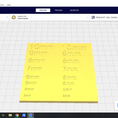 Mô hình kiểm tra chiều cao chữ 1mm cho máy in 3D