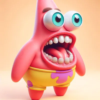Mô Hình 3D Patrick Star Spongebob Ngạc Nhiên Kawaii