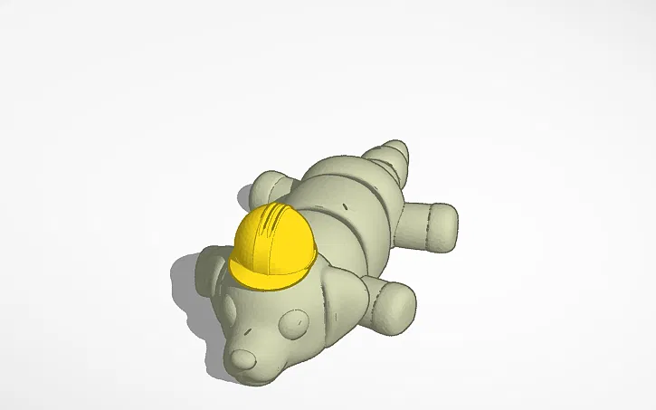 Mô Hình Chú Chó Dẻo Đội Mũ Bảo Hiểm 3D - Image 1