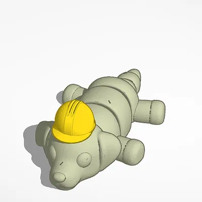 Mô Hình Chú Chó Dẻo Đội Mũ Bảo Hiểm 3D