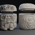 Hộp Đựng "Netsuke: Nơi Quái Vật" - Nghệ Thuật Chạm Khắc 3D - Thumbnail 1