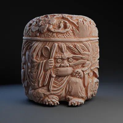 Hộp Đựng "Netsuke: Nơi Quái Vật" - Nghệ Thuật Chạm Khắc 3D