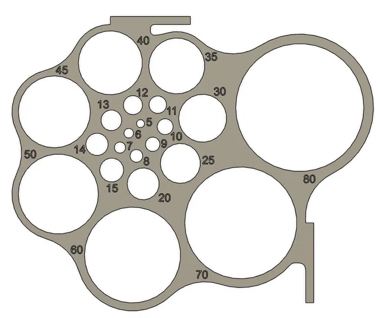 Circle Template (Metric) 5-80mm – Dưỡng lỗ tròn 5–80 mm - Image 1