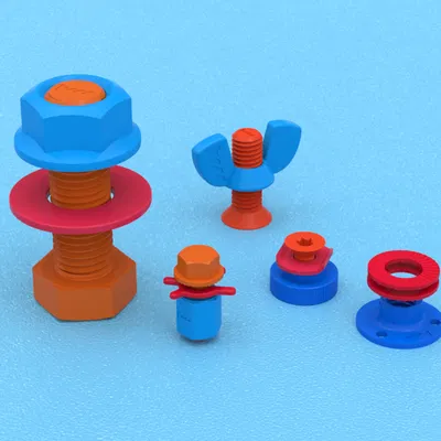 STL Hardware Parts - Bộ Nuts, Bolts & Washers hệ inch (Imperial)