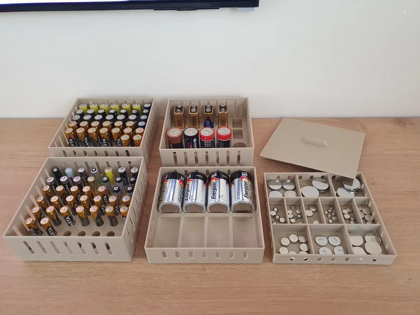 Bộ khay xếp chồng đựng pin & hộp phân loại (Stackable Battery Organizer & Sorting Boxes) - Image 1