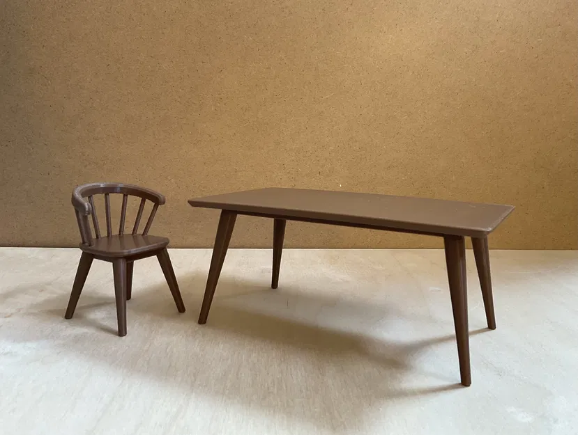 Bộ Bàn Ghế Cổ Điển Tỷ Lệ 1:12 Cho Nhà Búp Bê - Image 1