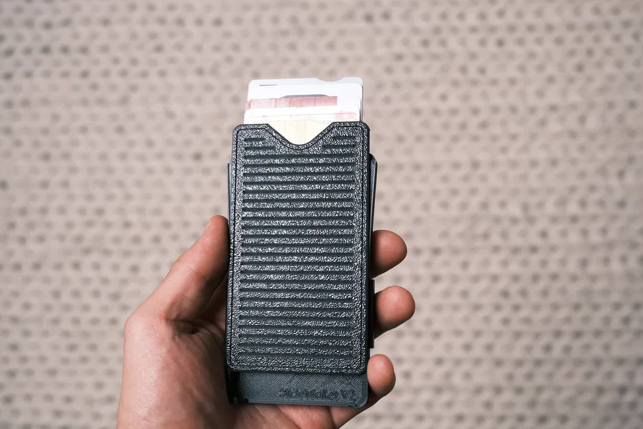 SlideWallet V2 – Ví thẻ cơ cấu trượt, mở bằng đẩy, có tùy chọn kẹp tiền - Image 2