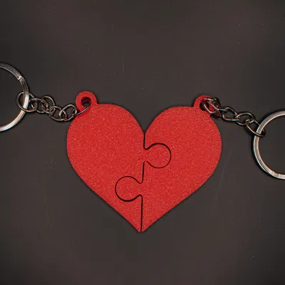 Móc Khóa Đôi Trái Tim Ghép Hình Puzzle Tình Yêu