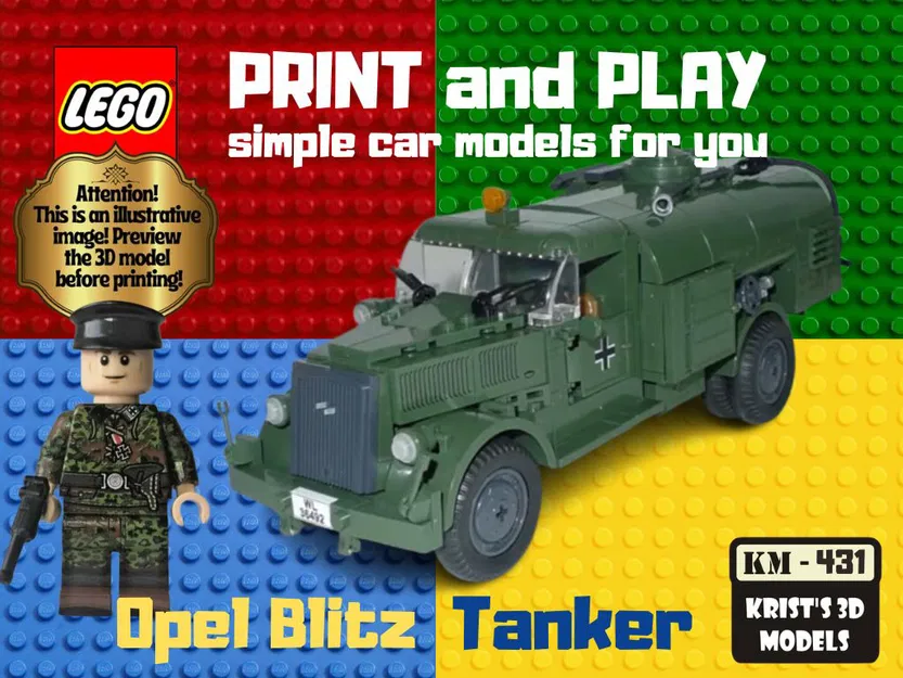 Xe Bồn LEGO Opel Blitz - Mô Hình 3D Siêu Đẹp - Image 1