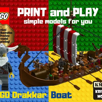 Mô Hình Thuyền Drakkar LEGO 3D - Chiến Thuyền Viking