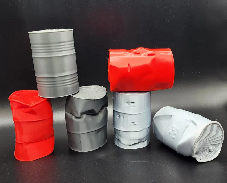 6 Thùng Phuy Dầu Bị Móp Hư Hỏng Realistic - Image 1