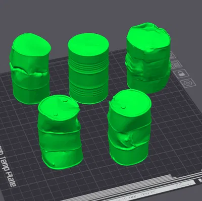 6 Thùng Phuy Dầu Bị Móp Hư Hỏng Realistic