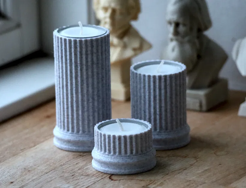 Trụ Nến La Mã 3D - Đồ Trang Trí Vintage Ấm Cúng - Image 1